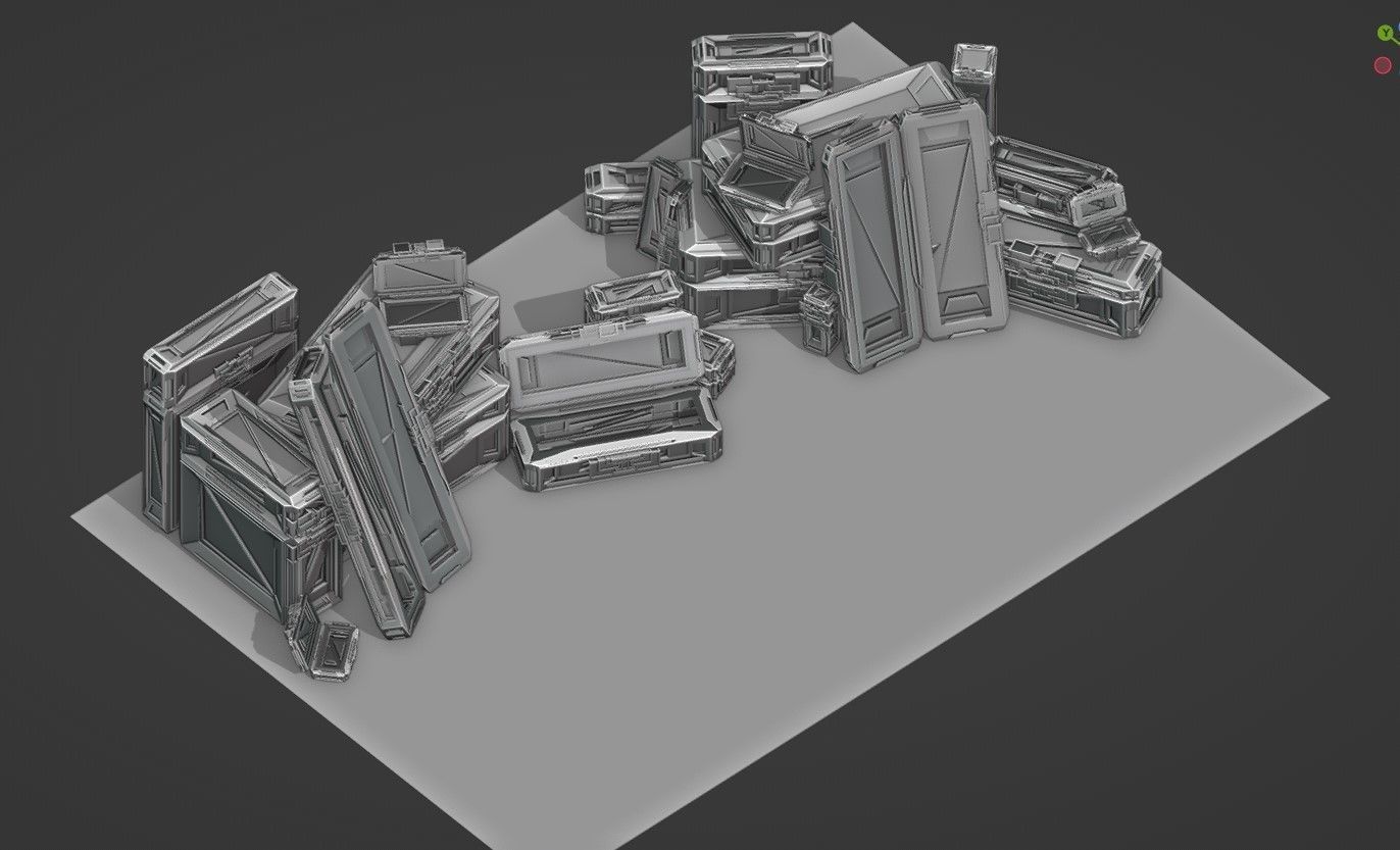 Sci-Fi Crate Box Sci Fi Pack Bundle Kitbash Pack Low-poly 3D model_10