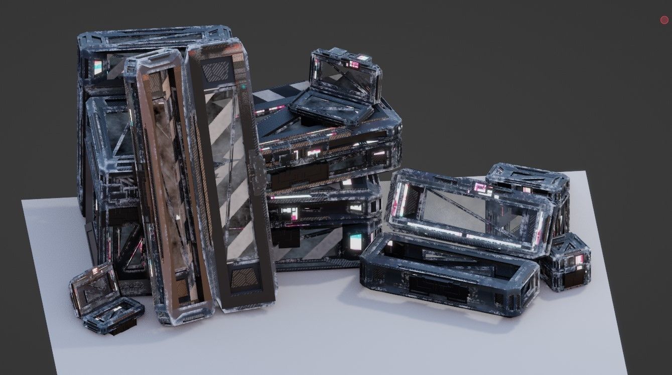 Sci-Fi Crate Box Sci Fi Pack Bundle Kitbash Pack Low-poly 3D model_3
