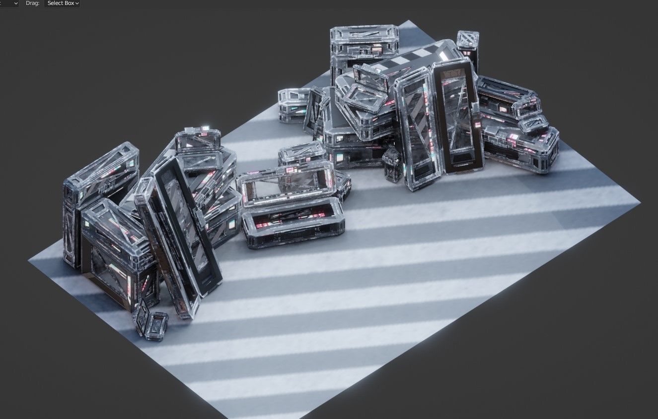 Sci-Fi Crate Box Sci Fi Pack Bundle Kitbash Pack Low-poly 3D model_2