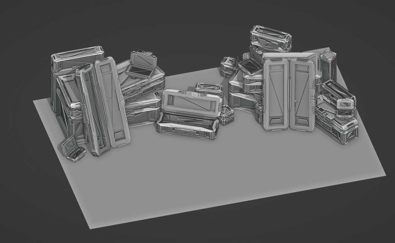 Sci-Fi Crate Box Sci Fi Pack Bundle Kitbash Pack Low-poly 3D model_4