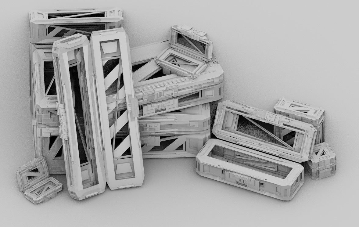 Sci-Fi Crate Box Sci Fi Pack Bundle Kitbash Pack Low-poly 3D model_9
