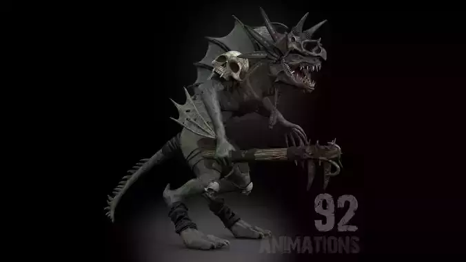 Serpens Dragon Rigged Game Ready Low-poly 3D model