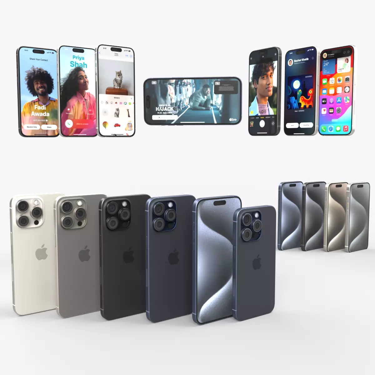 Apple iphone 15 pro  and pro max all colors  3D model_0
