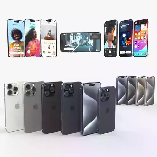 Apple iphone 15 pro  and pro max all colors  3D model