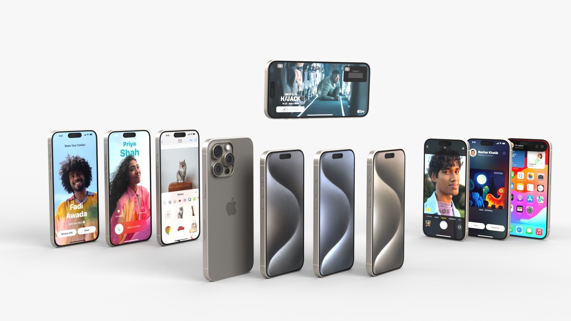 Apple iphone 15 pro  and pro max all colors  3D model_17