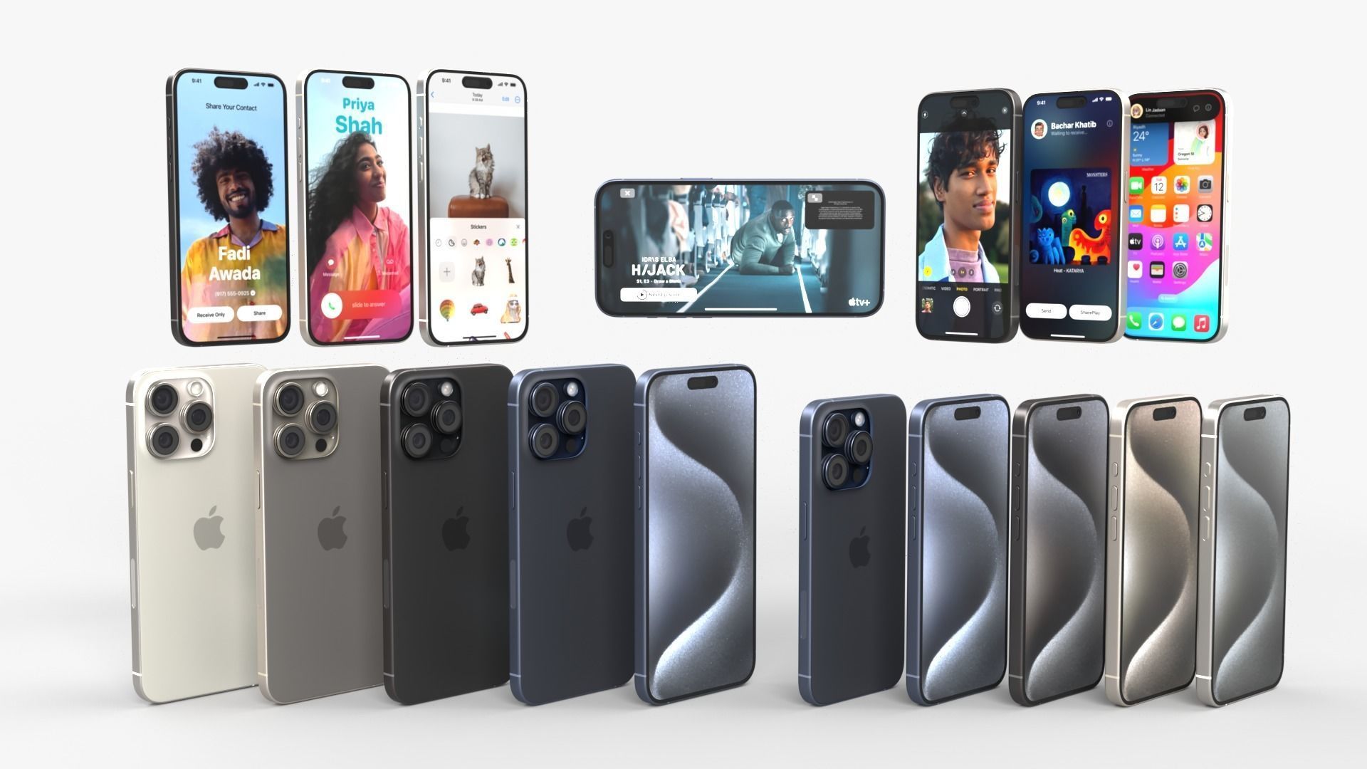 Apple iphone 15 pro  and pro max all colors  3D model_20