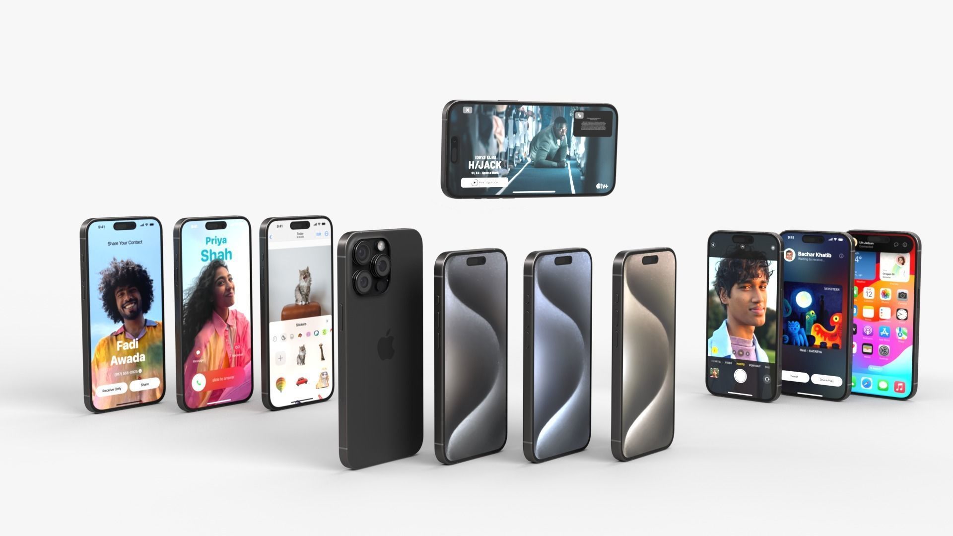 Apple iphone 15 pro  and pro max all colors  3D model_15