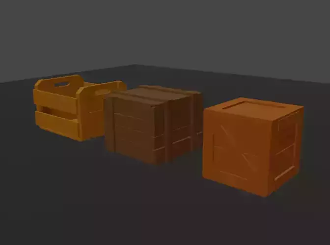 Low Poly Wooden Boxes FOR GAMES