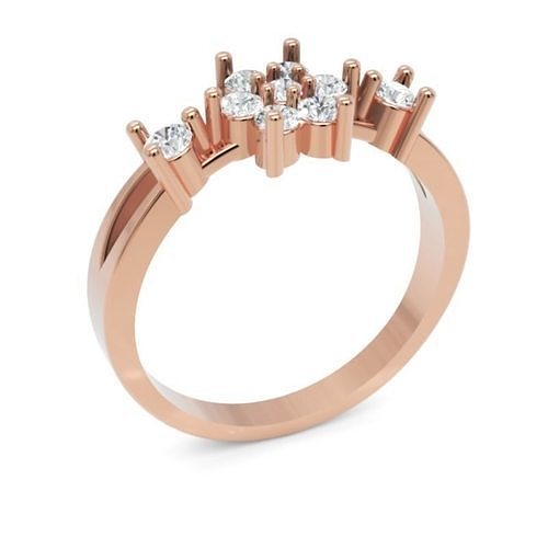 Classic Cluster Diamond Engagement Ring 14K Gold 3D print model
