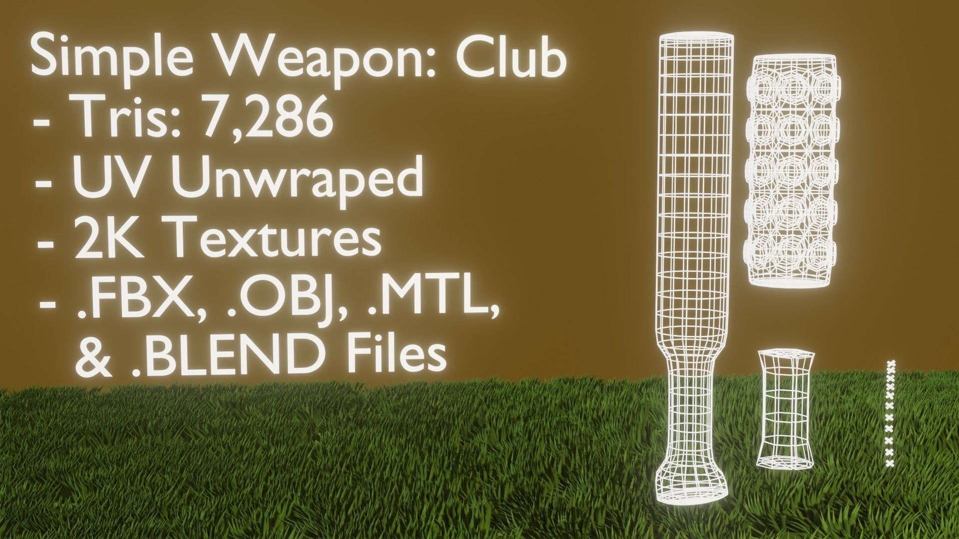 Simple Fantasy Club Low-poly 3D model_1