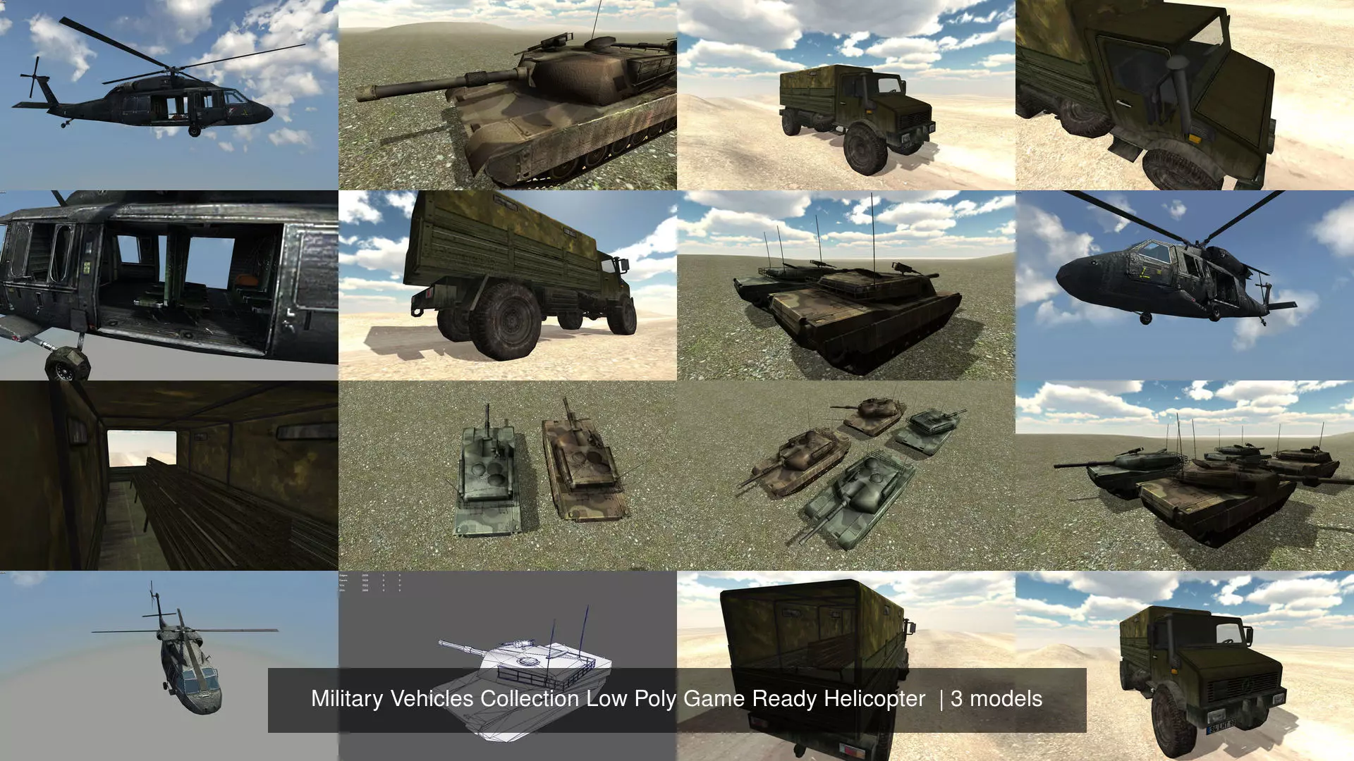 Military Vehicles Collection Low Poly Game Ready Helicopter  _0
