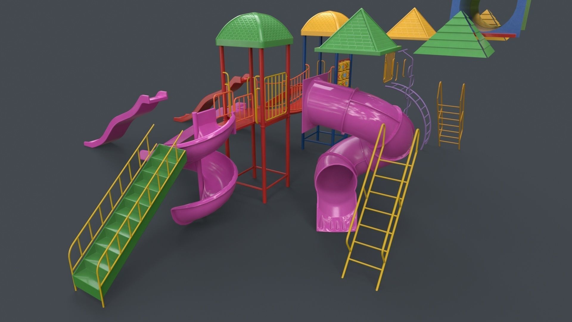 PBR Playground Outdoor Jungle Gym 14 Low-poly 3D model_5