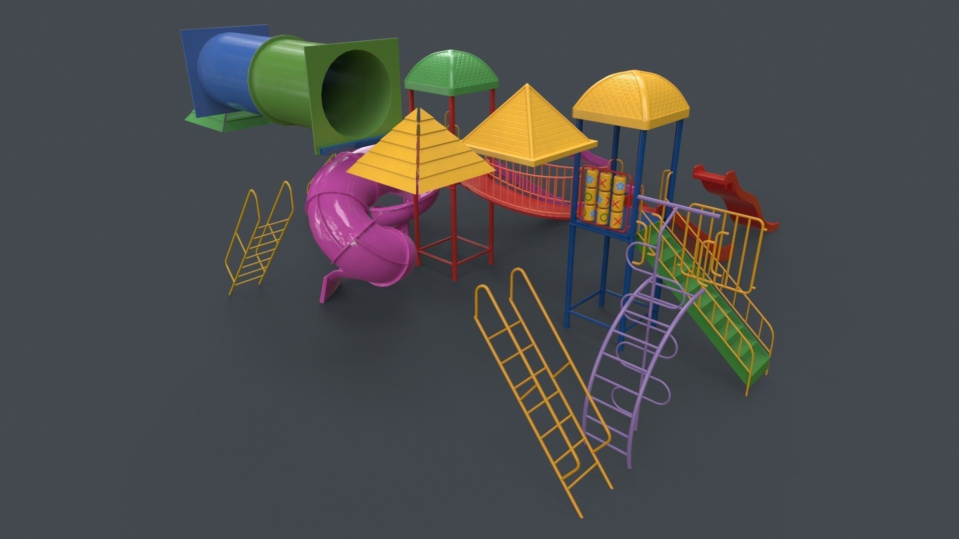 PBR Playground Outdoor Jungle Gym 14 Low-poly 3D model_4