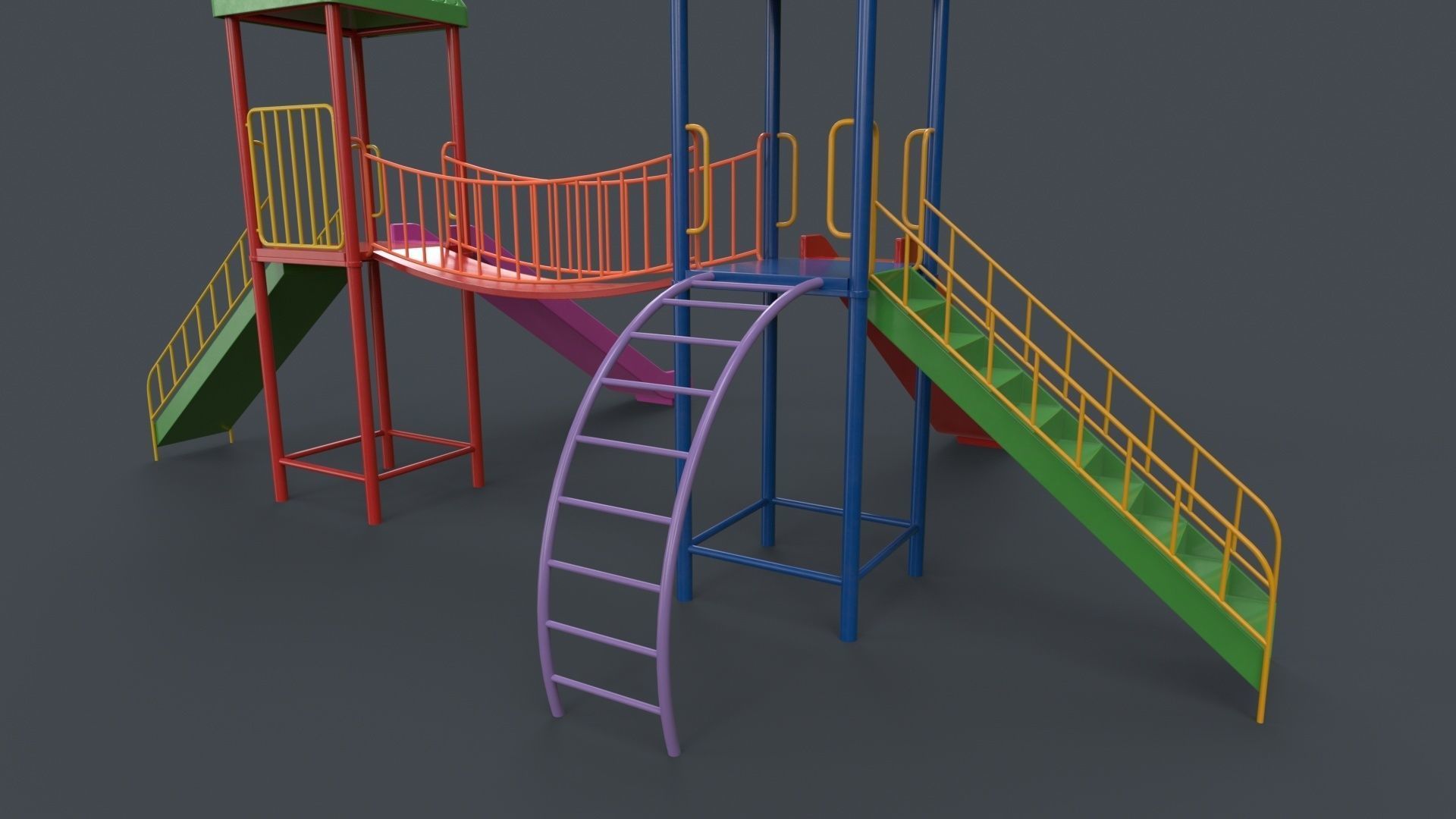 PBR Playground Outdoor Jungle Gym 14 Low-poly 3D model_30