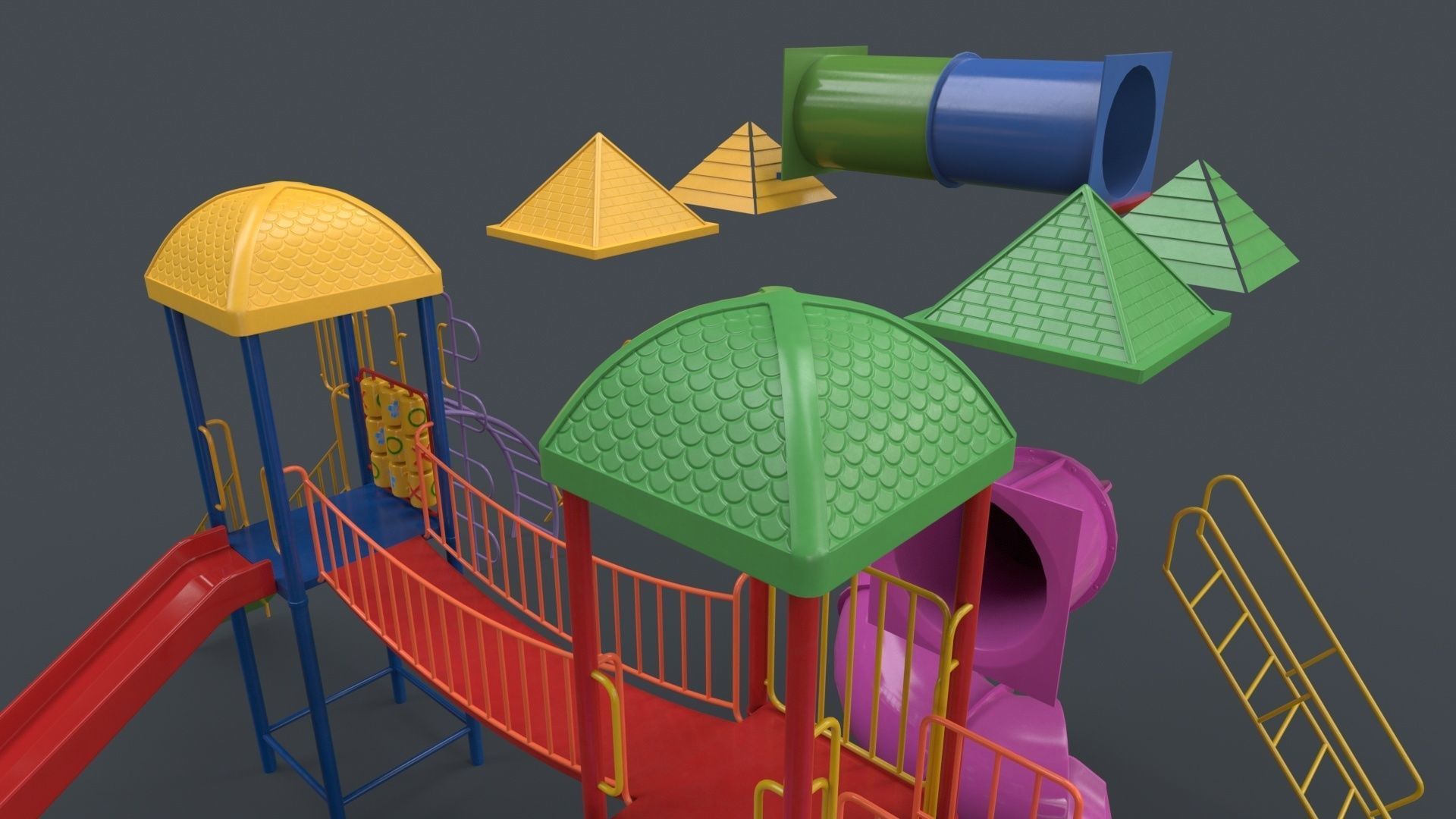 PBR Playground Outdoor Jungle Gym 14 Low-poly 3D model_6