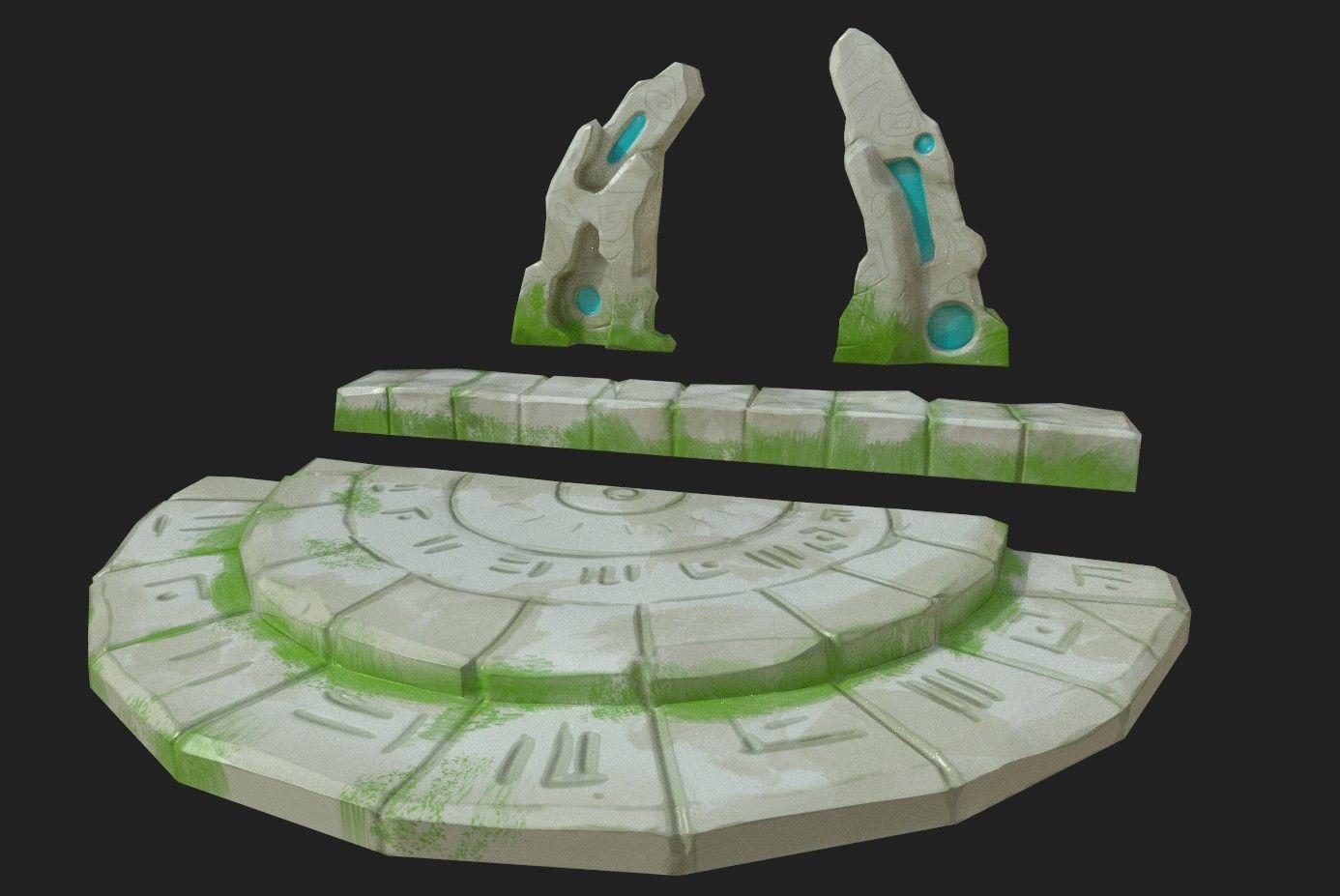 Gate Stylized Cartoon Door Portal Medieval Magic Low Poly Low-poly 3D model_3