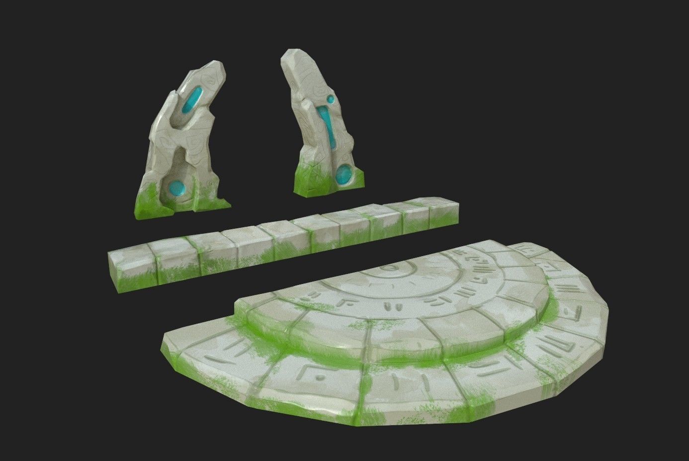 Gate Stylized Cartoon Door Portal Medieval Magic Low Poly Low-poly 3D model_2