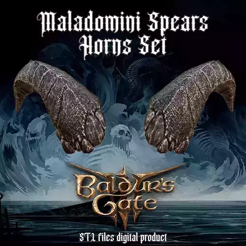 Tiefling Maladomini Spears Fantasy horns set Baldurs Gate 3