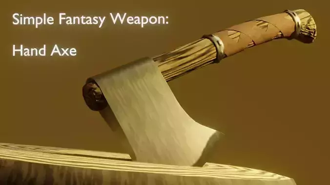 Simple Fantasy Hand Axe Low-poly 3D model