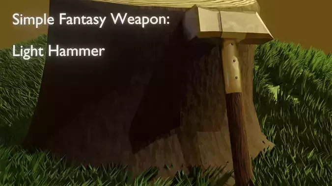 Simple Fantasy Light Hammer Low-poly 3D model