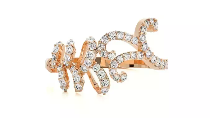 Wire High Jewelry Diamond Cocktail Ring 3dm stl renders details