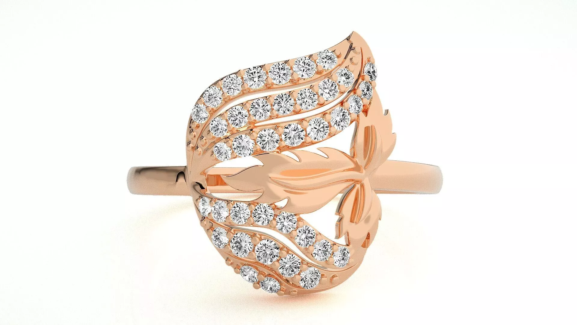 Flower Italian High Jewelry Diamond Cocktail Ring 3dm renders 3D print model