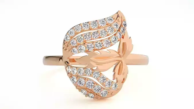 Flower Italian High Jewelry Diamond Cocktail Ring 3dm renders