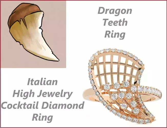 Dragon Teeth High Jewelry Diamond Cocktail Ring 3dm stl 3dm stl