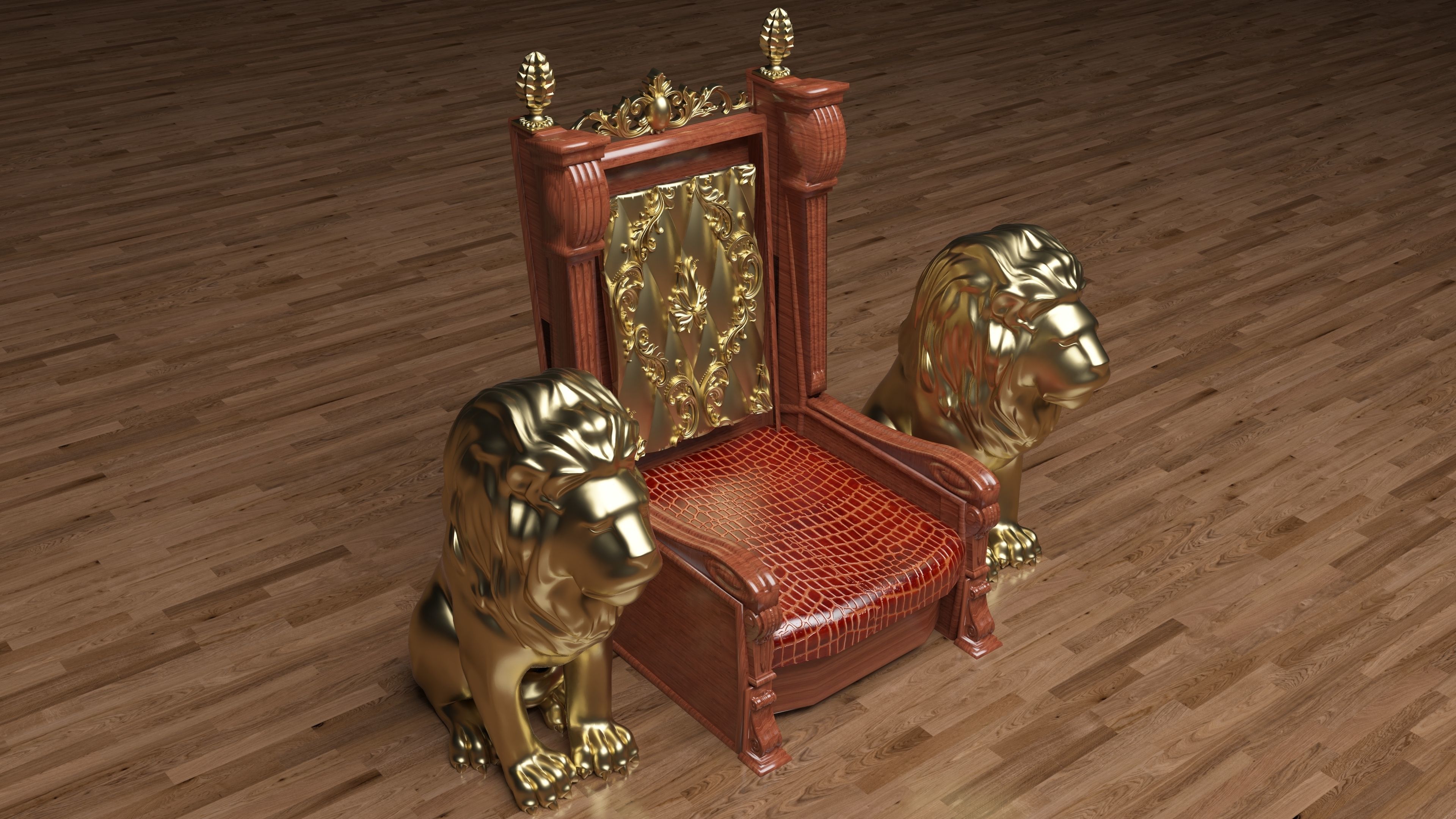 King Throne 3 - 4K 3D model_7