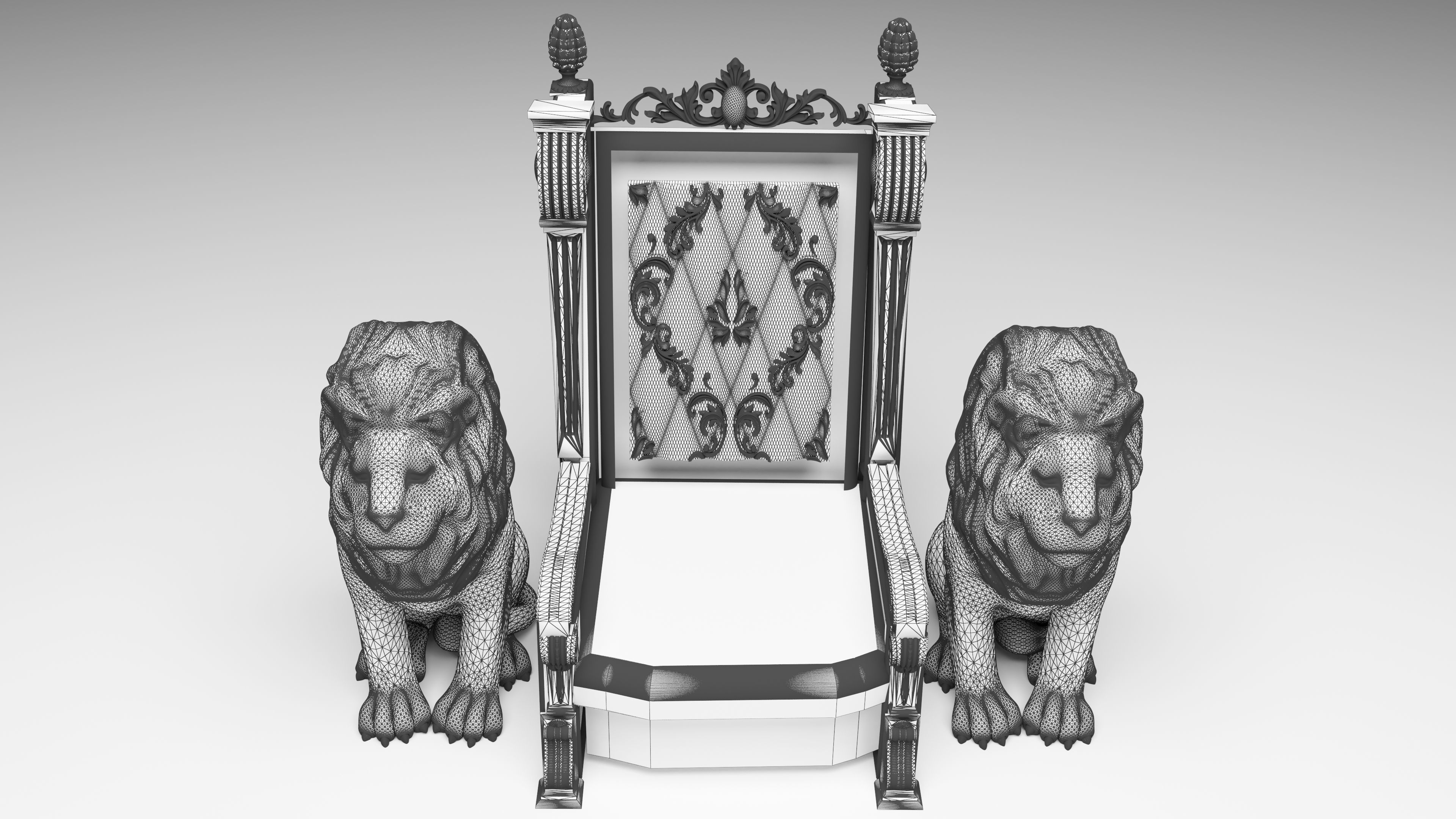 King Throne 3 - 4K 3D model_10