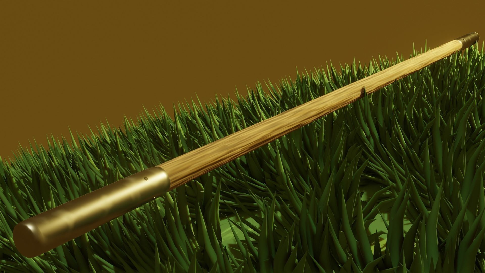 Simple Fantasy Quarterstaff Low-poly 3D model_4