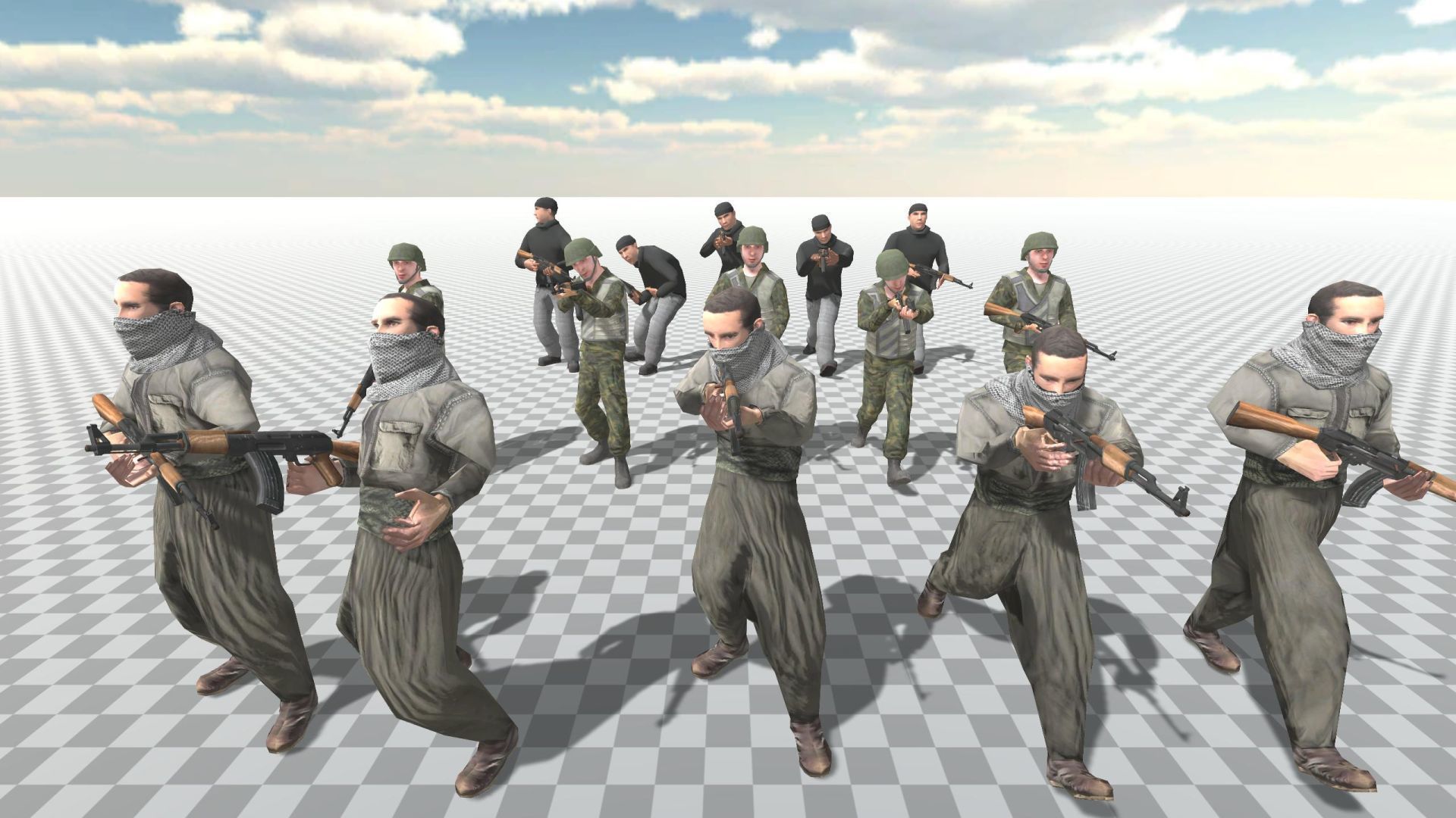 Soldier Terrorist Enemy Animated Fps 3  Character Unity Unreal 3D model_1