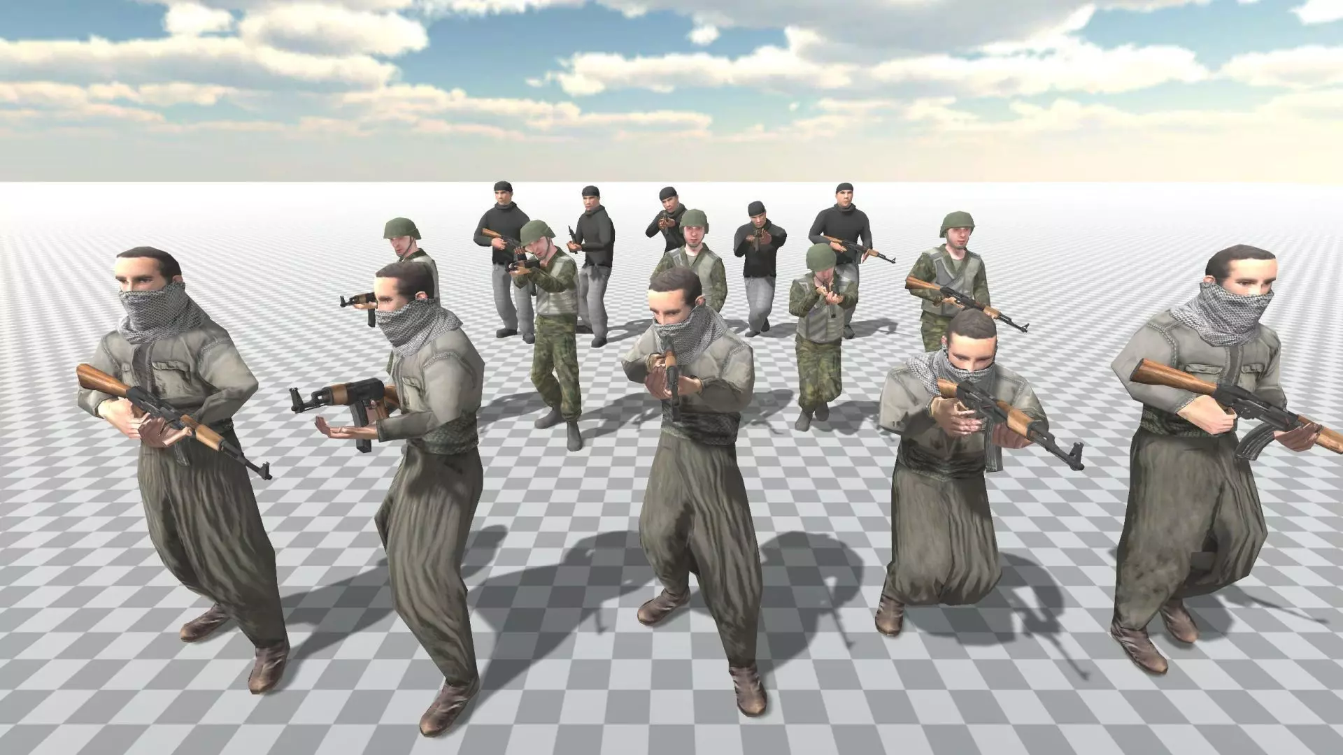 Soldier Terrorist Enemy Animated Fps 3  Character Unity Unreal 3D model_0