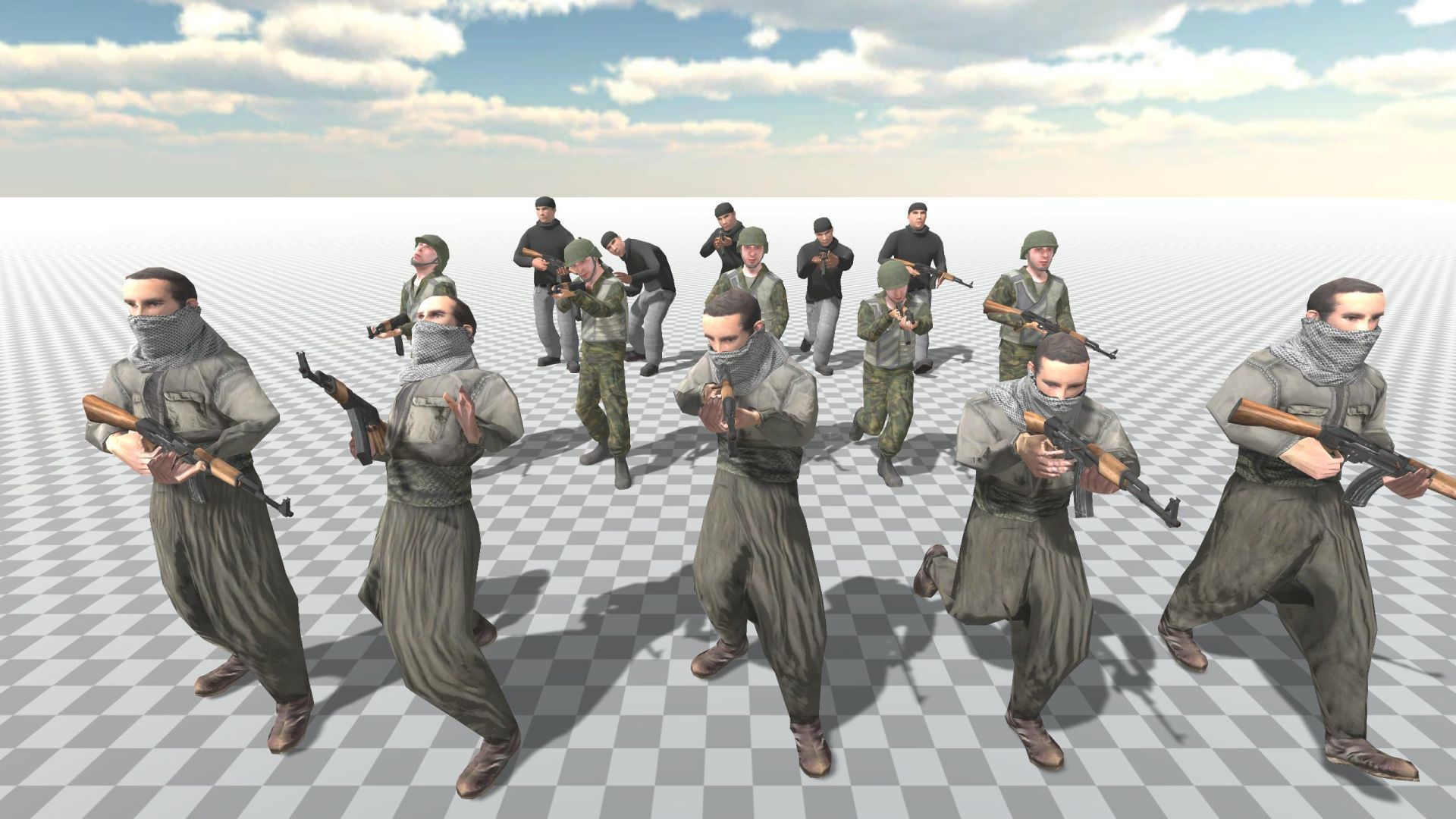 Soldier Terrorist Enemy Animated Fps 3  Character Unity Unreal 3D model_7