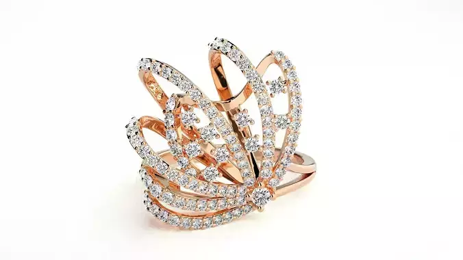 Wire High Jewelry Diamond Cocktail Ring 3dm stl 3dm stl renders 