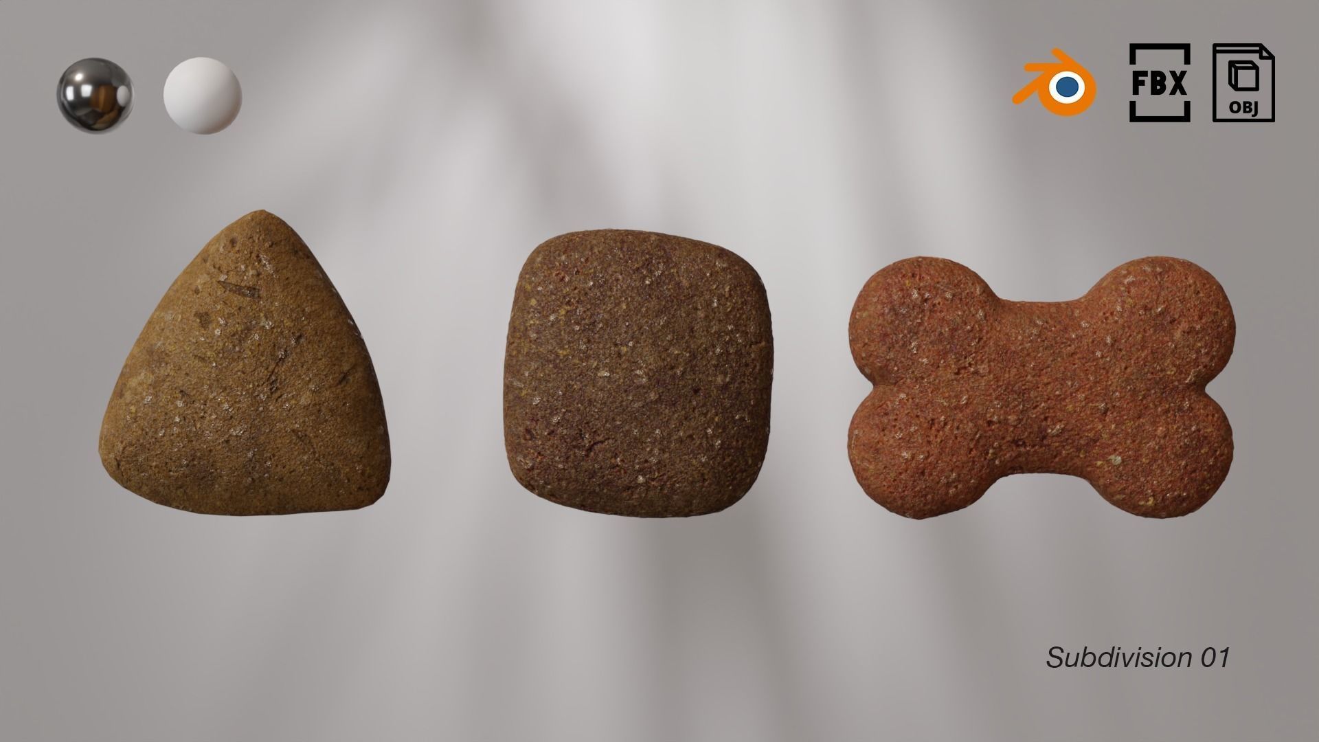 Dog Croquettes type 01 dog food Low-poly 3D model_12