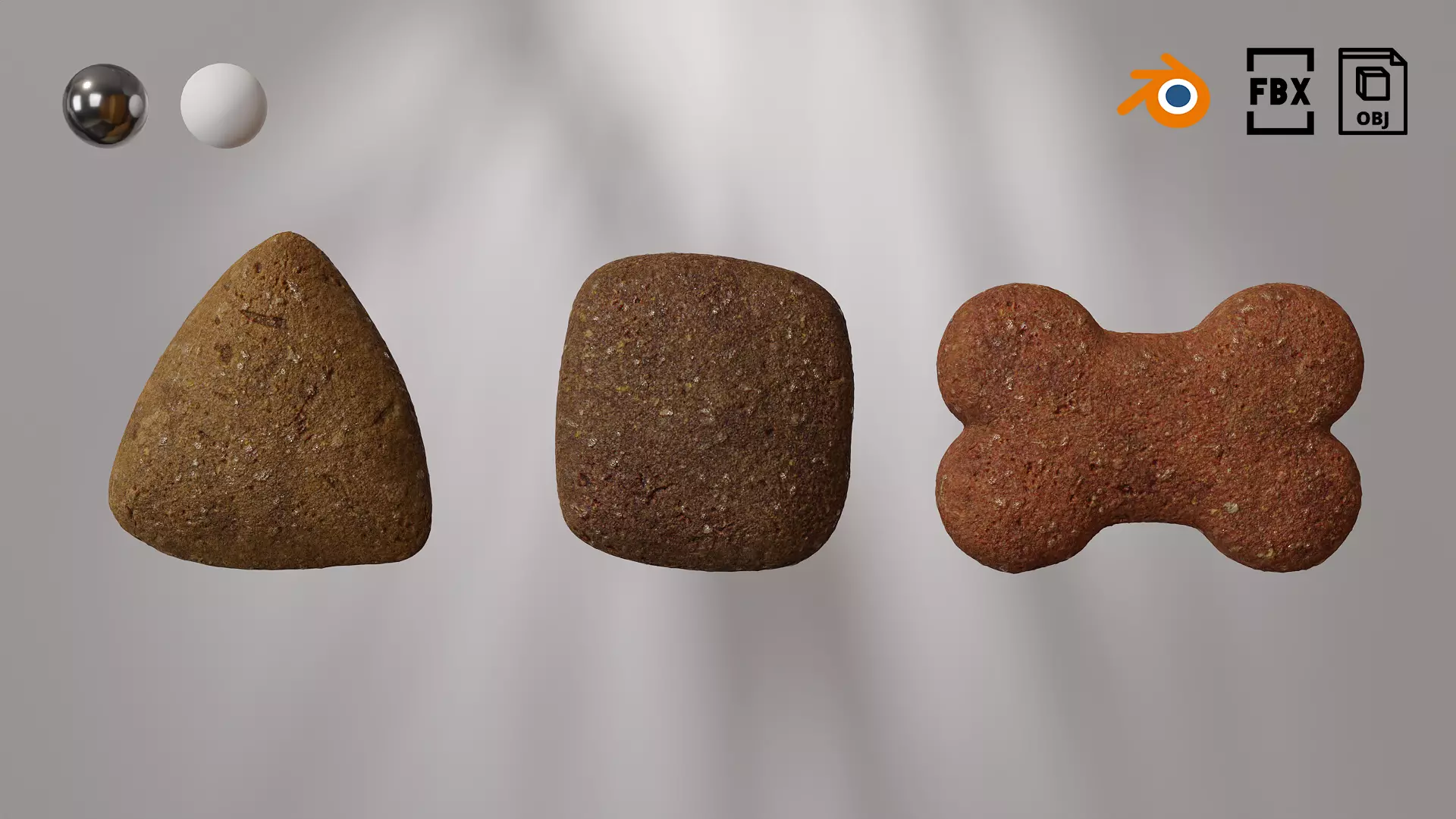Dog Croquettes type 01 dog food Low-poly 3D model_0