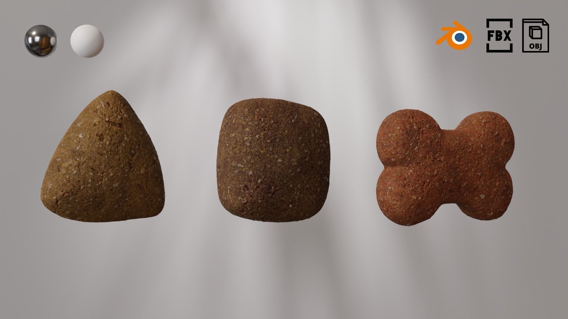 Dog Croquettes type 01 dog food Low-poly 3D model_1