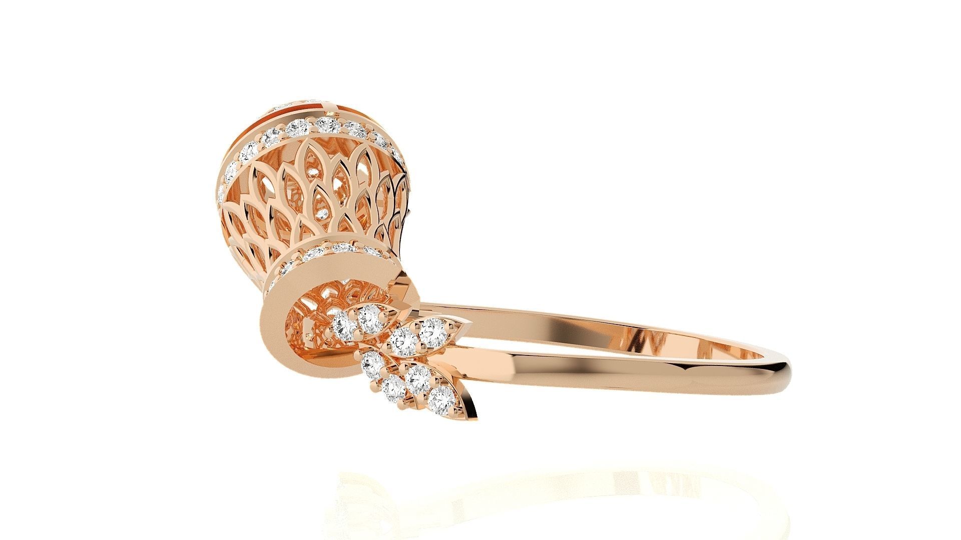 Dragon Fruit Inspired High Jewelry Diamond Cocktail Ring  3D print model_5