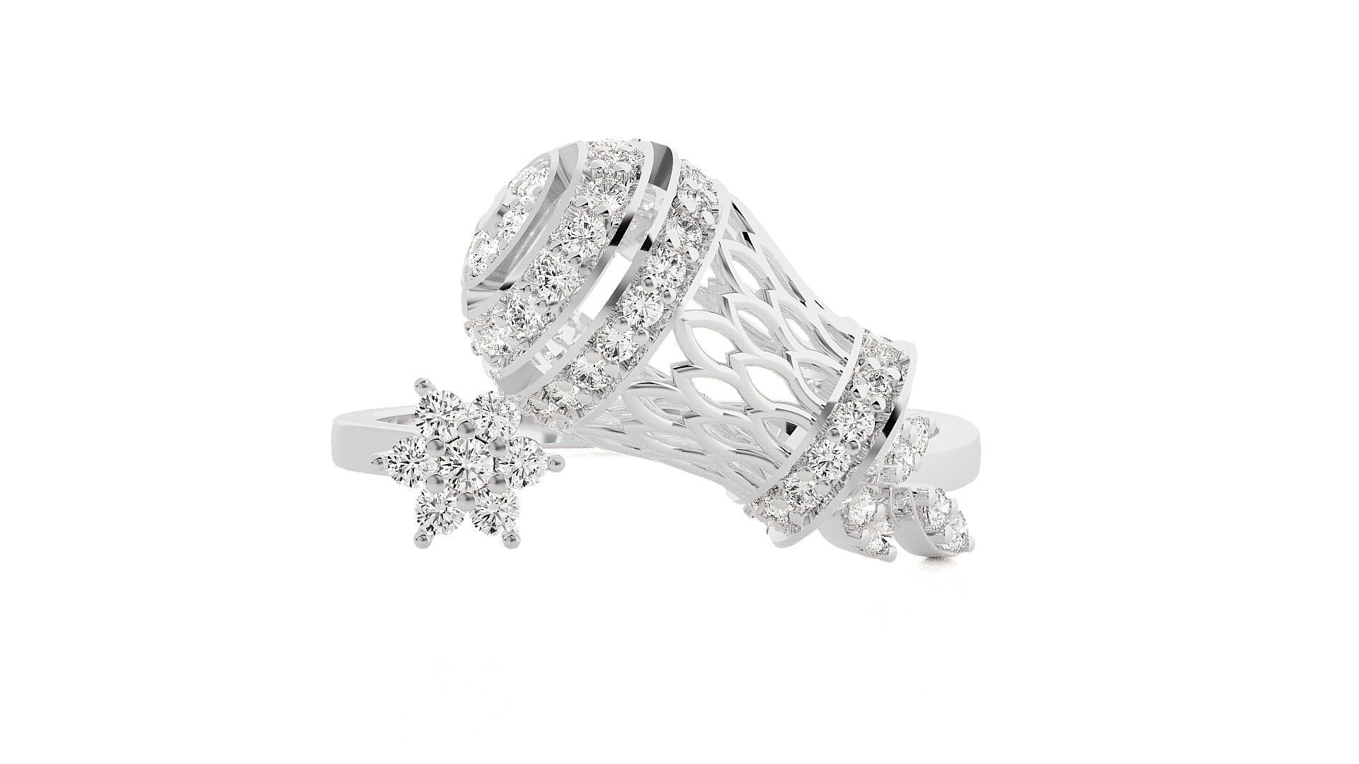 Dragon Fruit Inspired High Jewelry Diamond Cocktail Ring  3D print model_6