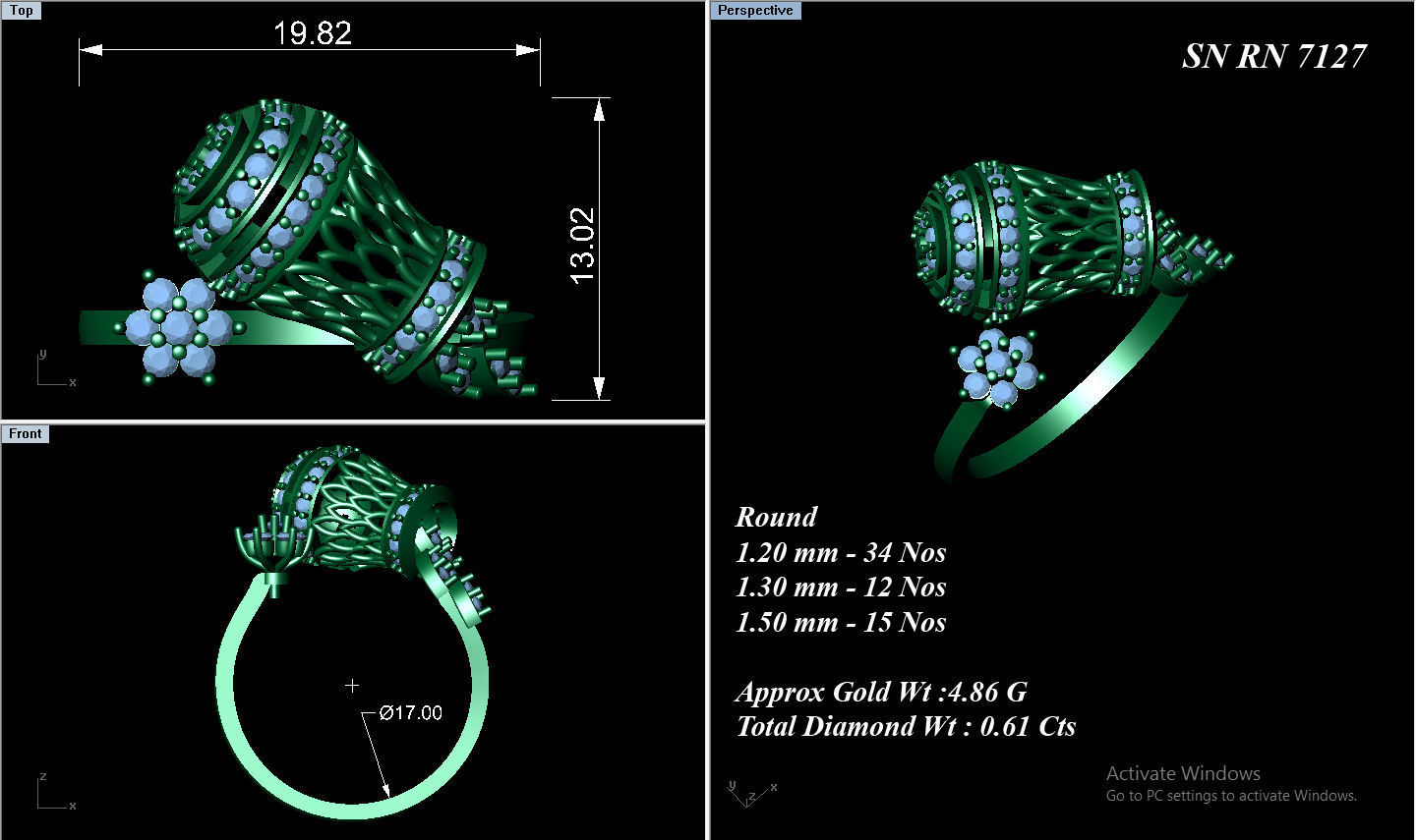 Dragon Fruit Inspired High Jewelry Diamond Cocktail Ring  3D print model_3