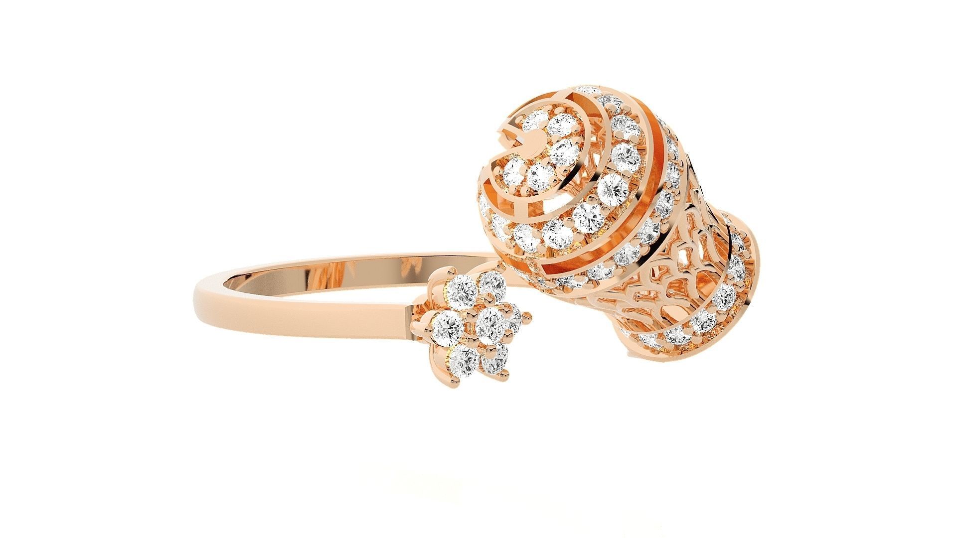 Dragon Fruit Inspired High Jewelry Diamond Cocktail Ring  3D print model_4