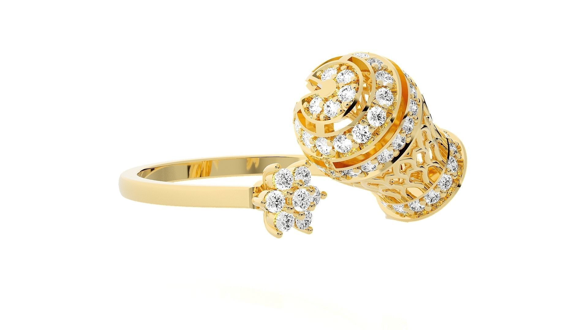 Dragon Fruit Inspired High Jewelry Diamond Cocktail Ring  3D print model_9