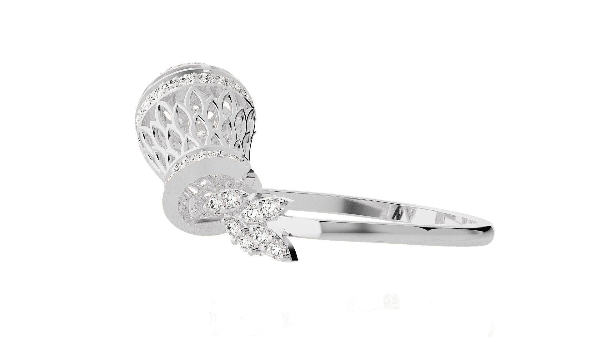 Dragon Fruit Inspired High Jewelry Diamond Cocktail Ring  3D print model_8