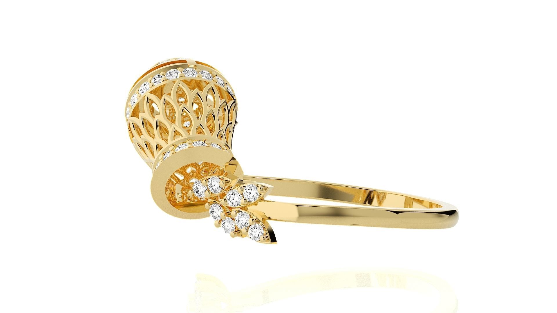 Dragon Fruit Inspired High Jewelry Diamond Cocktail Ring  3D print model_10