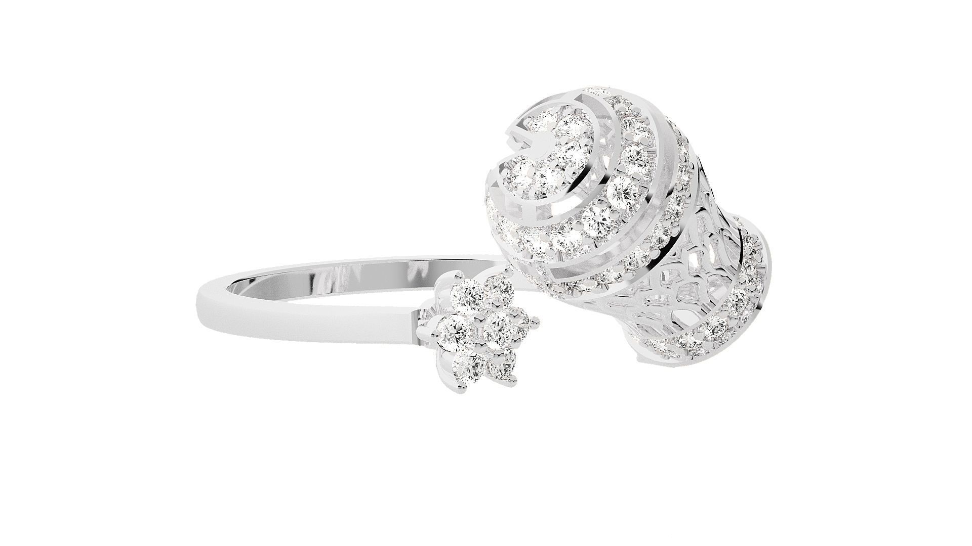 Dragon Fruit Inspired High Jewelry Diamond Cocktail Ring  3D print model_7