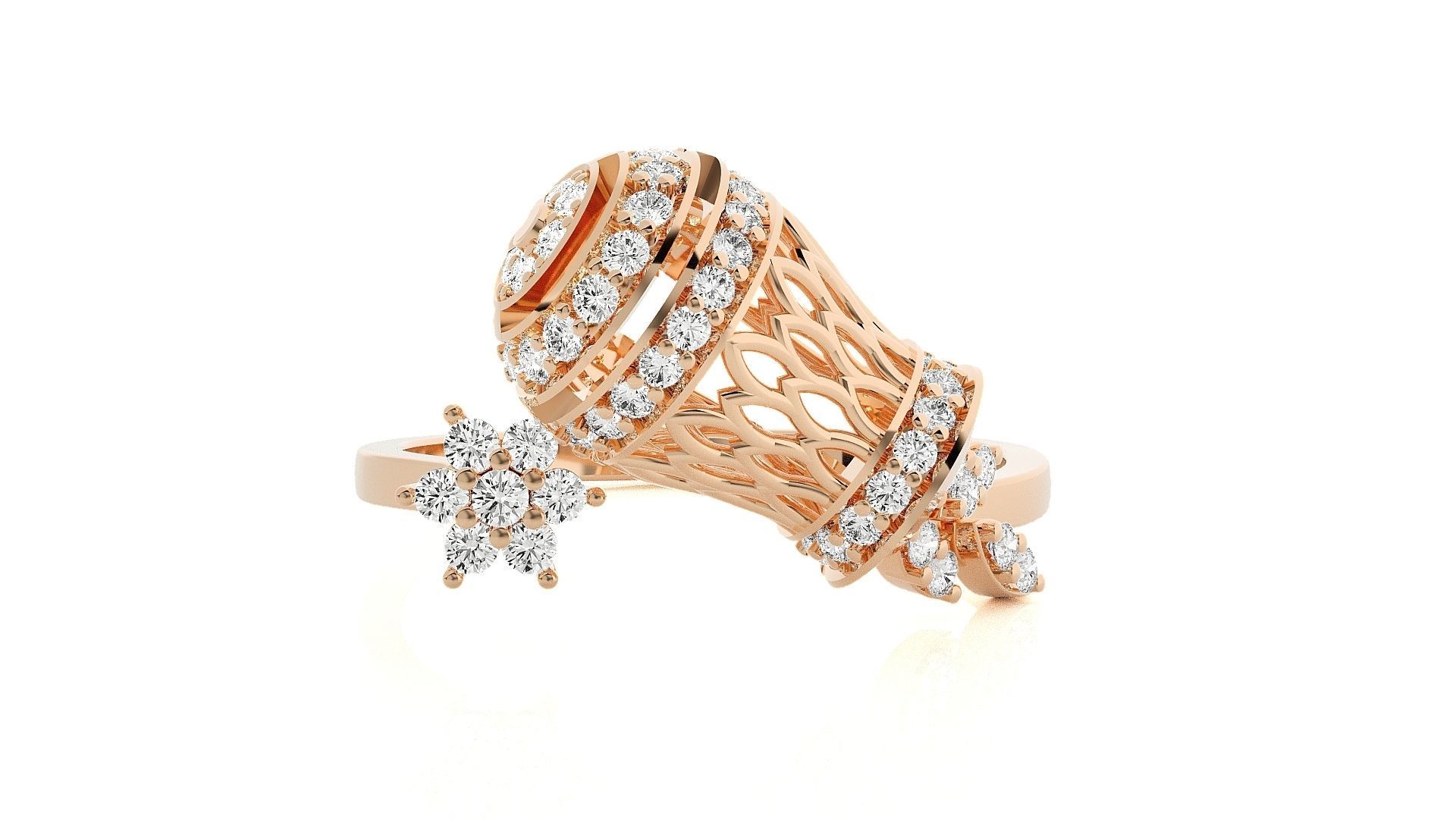 Dragon Fruit Inspired High Jewelry Diamond Cocktail Ring  3D print model_1