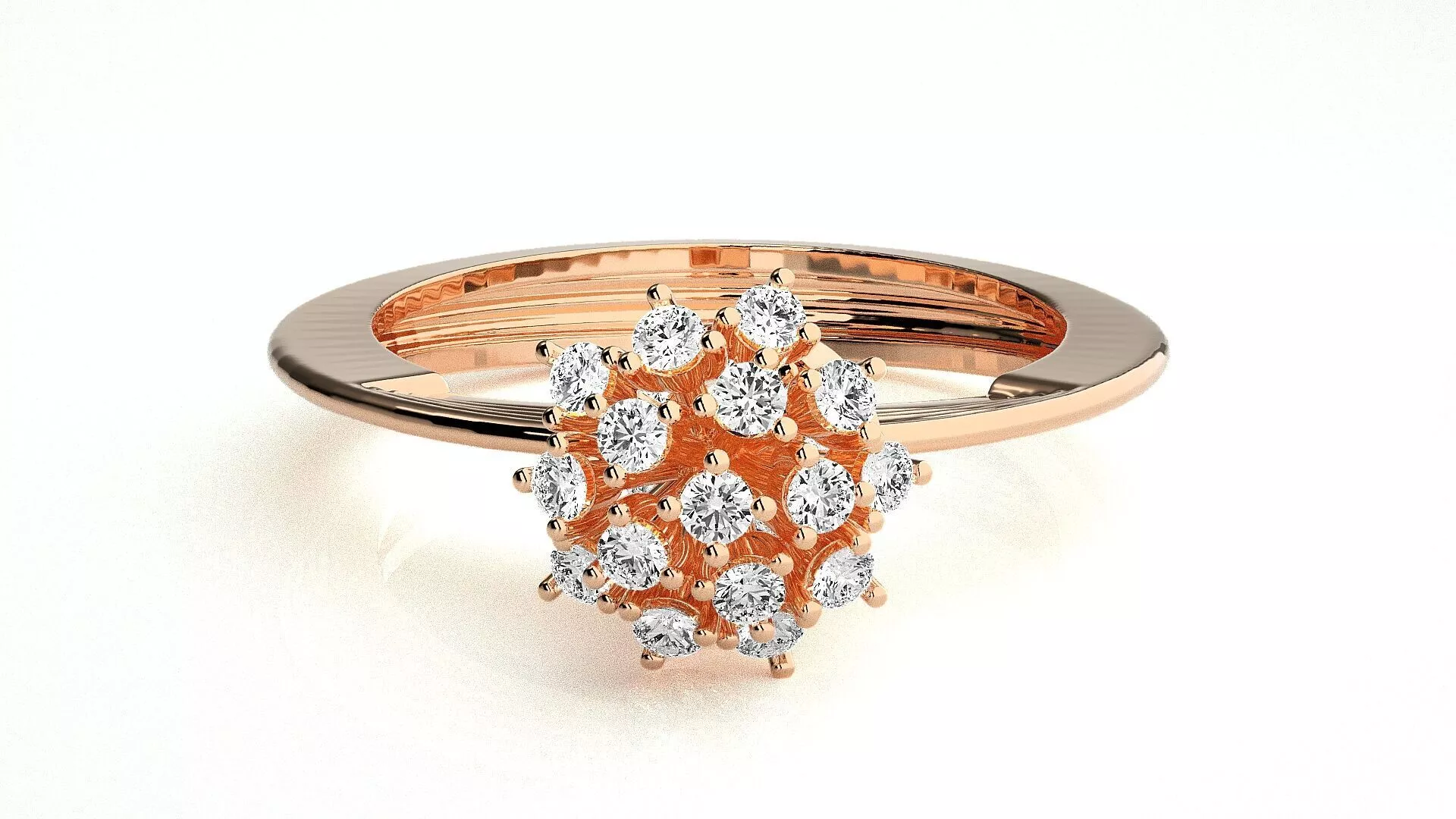 Flower Top High Jewelry Diamond Cocktail Ring 3dm stl details 3D print model