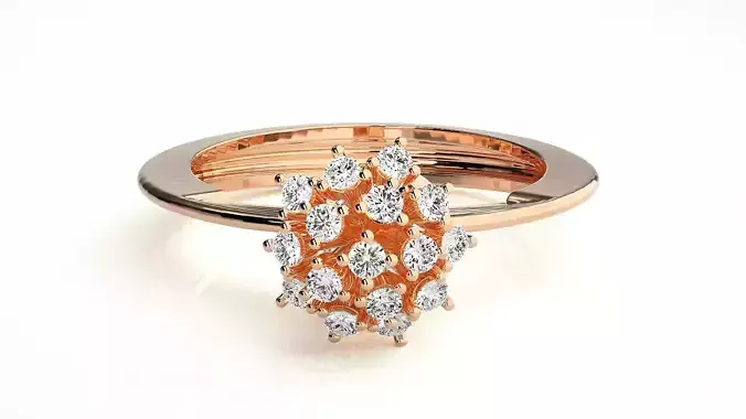 Flower Top High Jewelry Diamond Cocktail Ring 3dm stl details