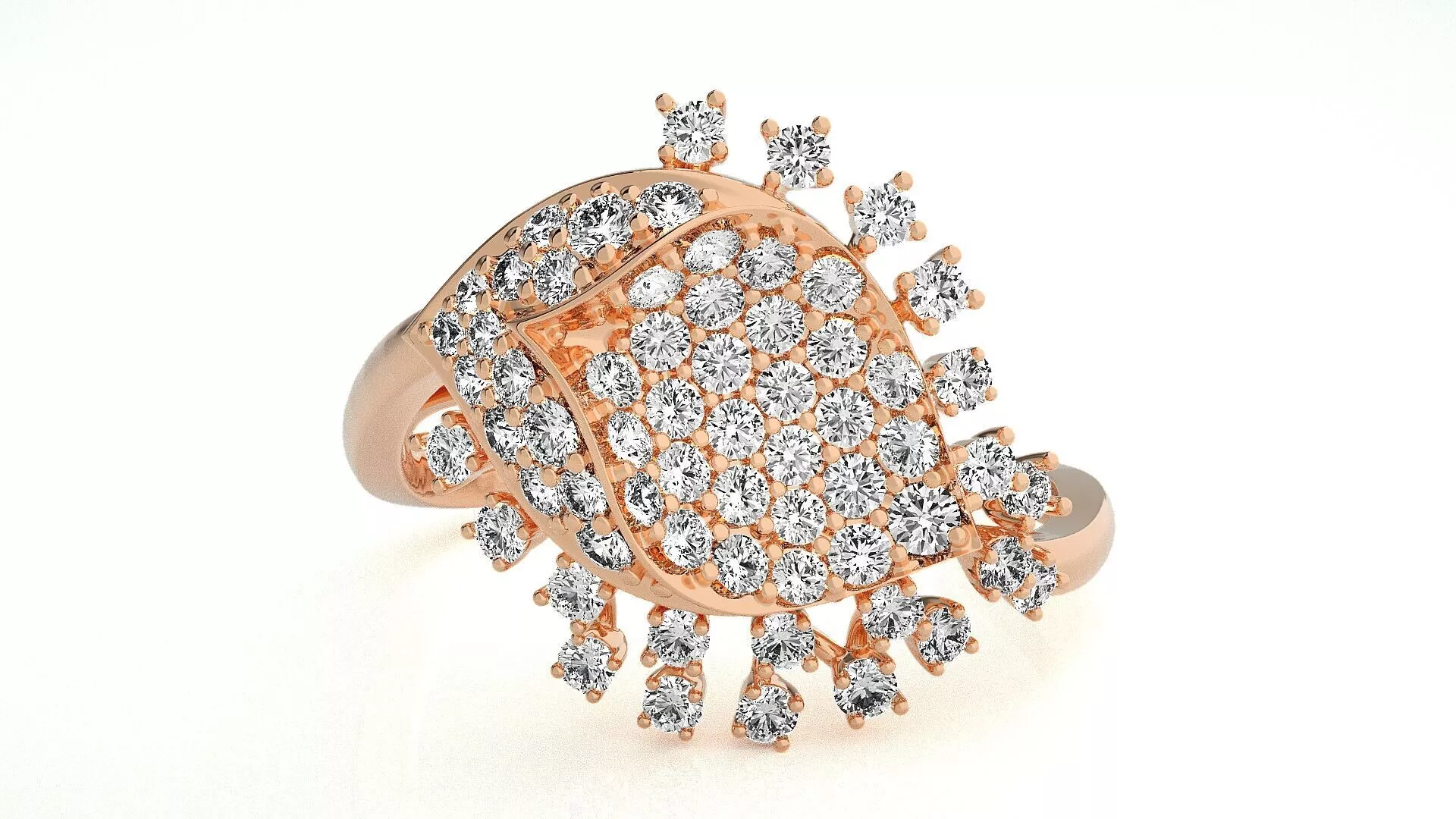 Flower Italian High Jewelry Diamond Cocktail Ring 3dm renders 3D print model